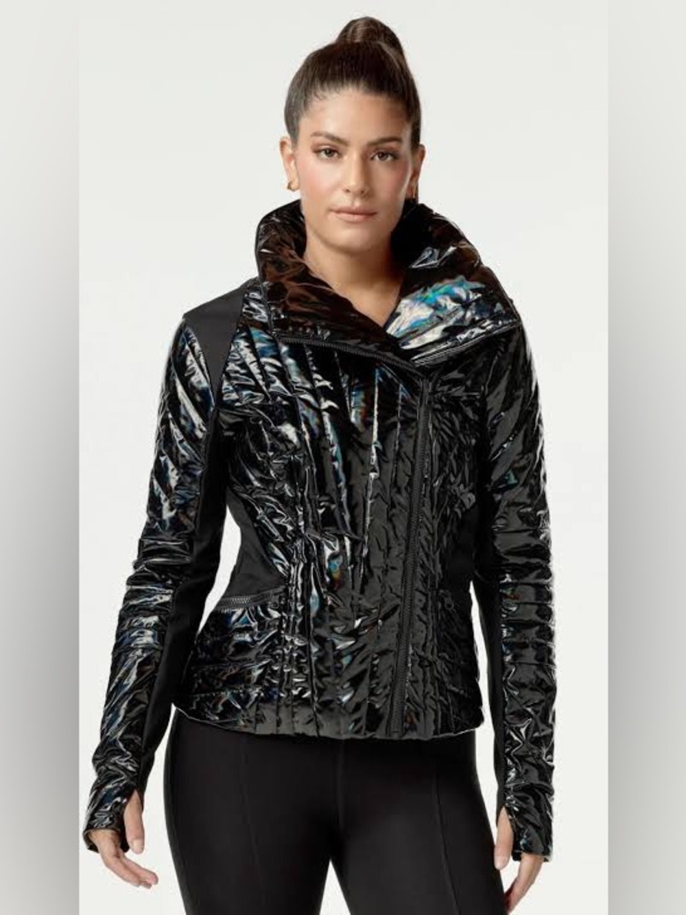 Blanc Noir Holographic Motion Panel Puffer jacket size small